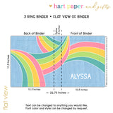 Retro Rainbow Personalized 2" 3 Ring Binder