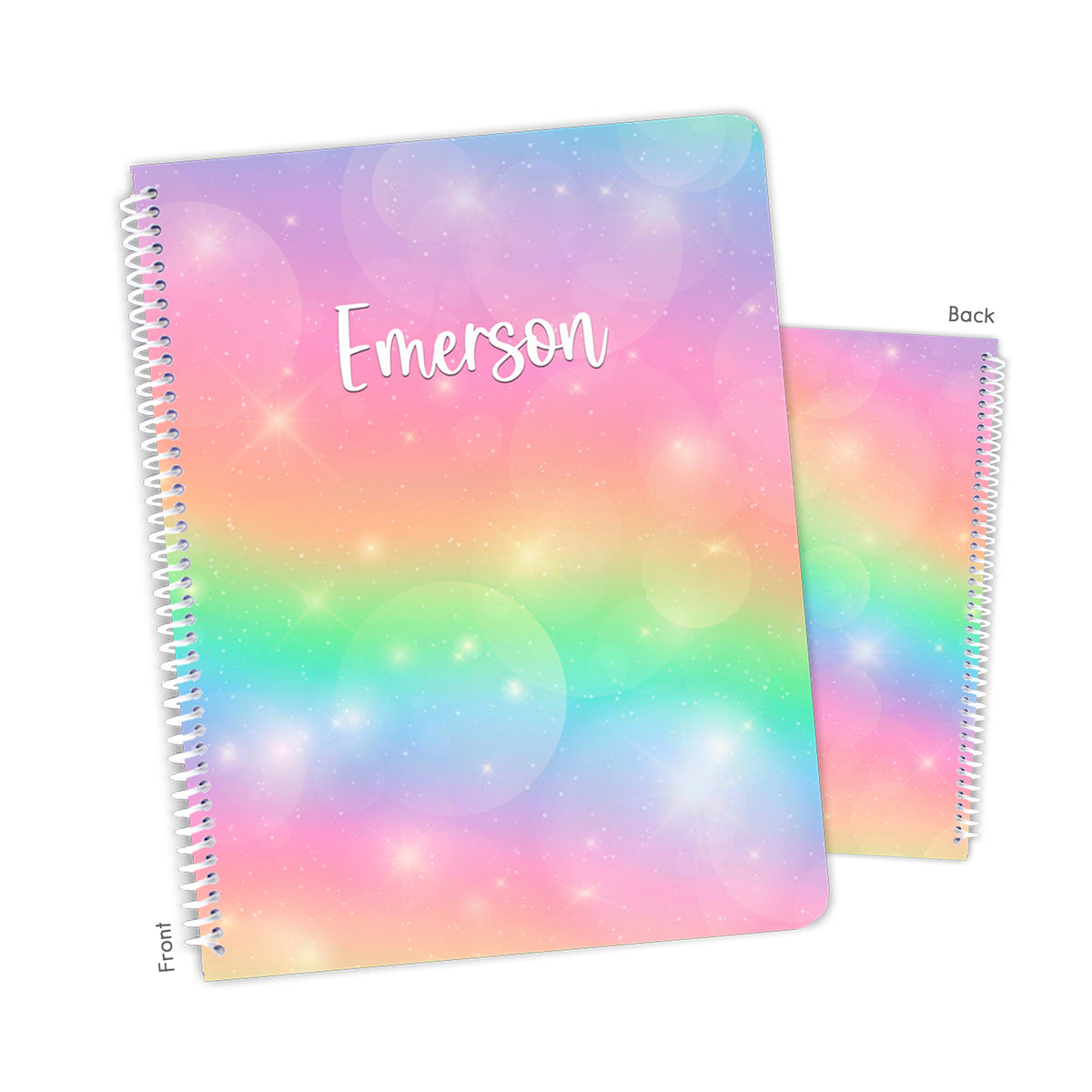 Rainbow Personalized Custom Notebook or Sketchbook • School Office Supplies