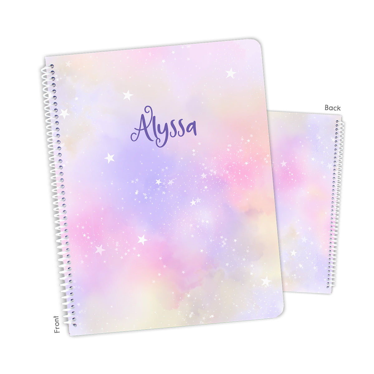 Rainbow Galaxy Stars Space Personalized Custom Notebook or Sketchbook • School Office Supplies
