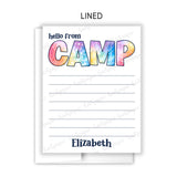 Rainbow Tie Dye Summer Camp Camping Note Cards Stationery • Fill in Blank, Lined or Blank Cards