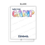 Rainbow Tie Dye Summer Camp Camping Note Cards Stationery • Fill in Blank, Lined or Blank Cards
