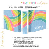 Retro Rainbow Personalized 2" 3 Ring Binder