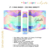 Rainbow Ink Marble Personalized 2" 3 Ring Binder