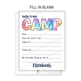 Rainbow Tie Dye Summer Camp Camping Note Cards Stationery • Fill in Blank, Lined or Blank Cards