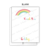 Rainbow Thank You Note Card Stationery • Fill in Blank, Lined or Blank Cards