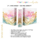 Rainbow Ink Marble Personalized 2" 3 Ring Binder