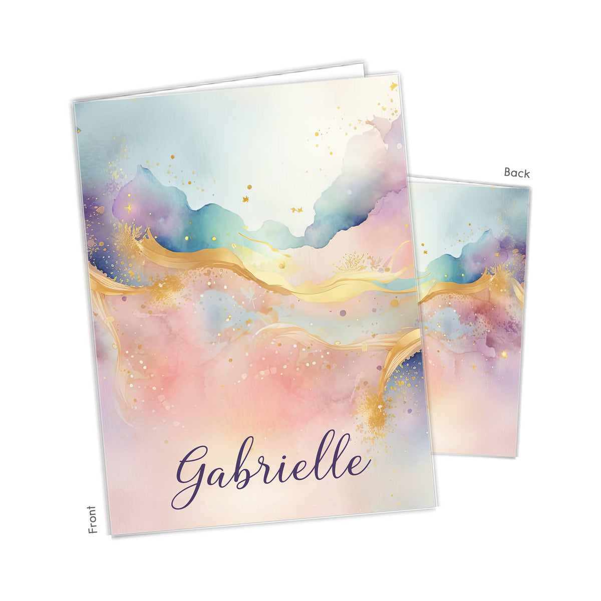 Rainbow Alcohol Ink Personalized Custom 2-Pocket Folder • School Office Supplies