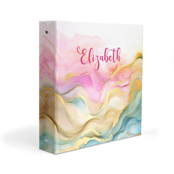 Rainbow Ink Marble Personalized 2" 3 Ring Binder