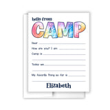 Rainbow Tie Dye Summer Camp Camping Note Cards Stationery • Fill in Blank, Lined or Blank Cards