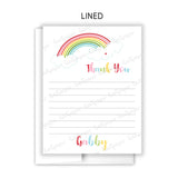 Rainbow Thank You Note Card Stationery • Fill in Blank, Lined or Blank Cards