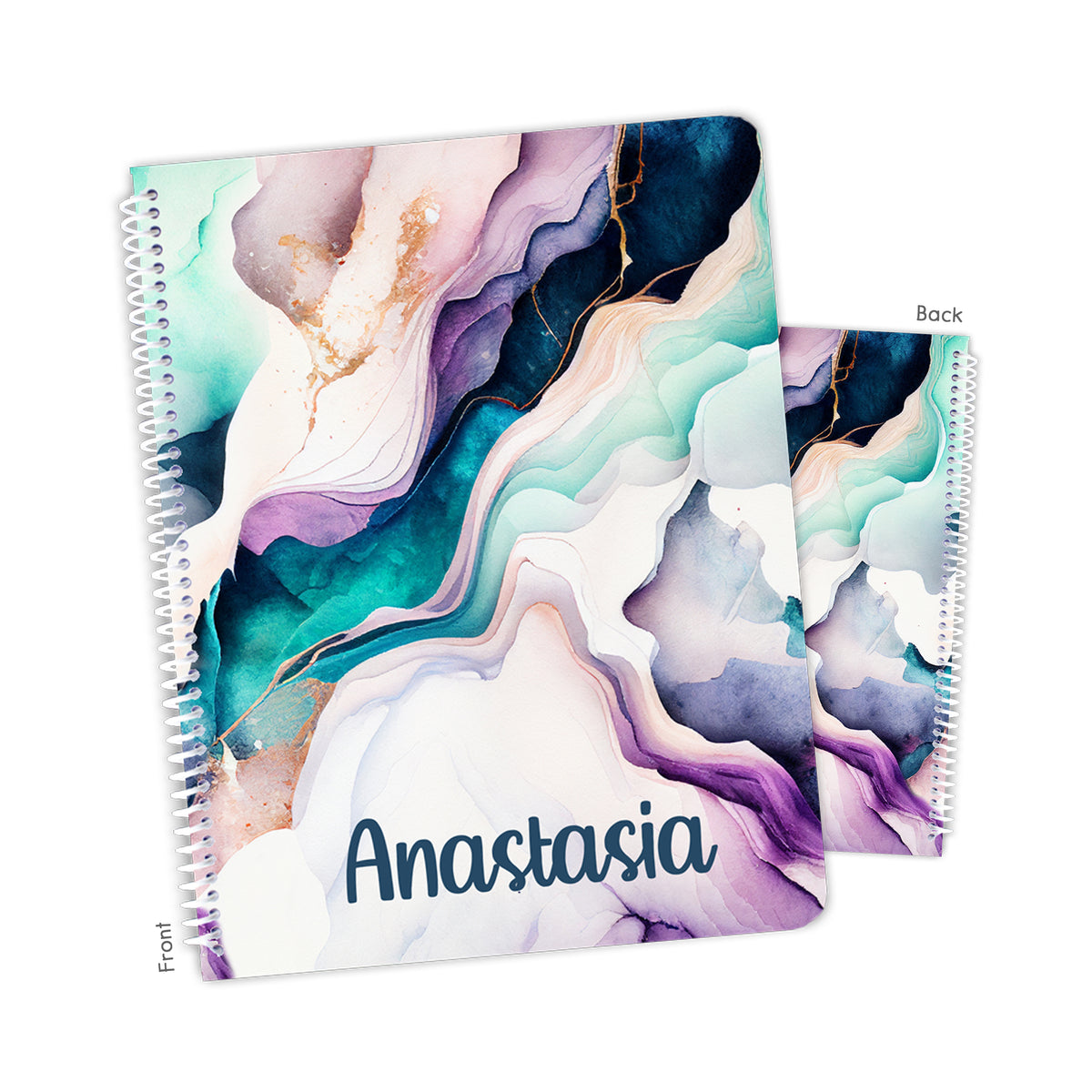 Rainbow Marble Personalized Custom Notebook or Sketchbook • School Office Supplies