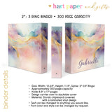 Rainbow Ink Marble Personalized 2" 3 Ring Binder
