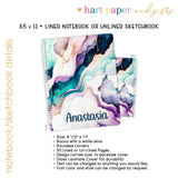 Rainbow Marble Personalized Notebook or Sketchbook