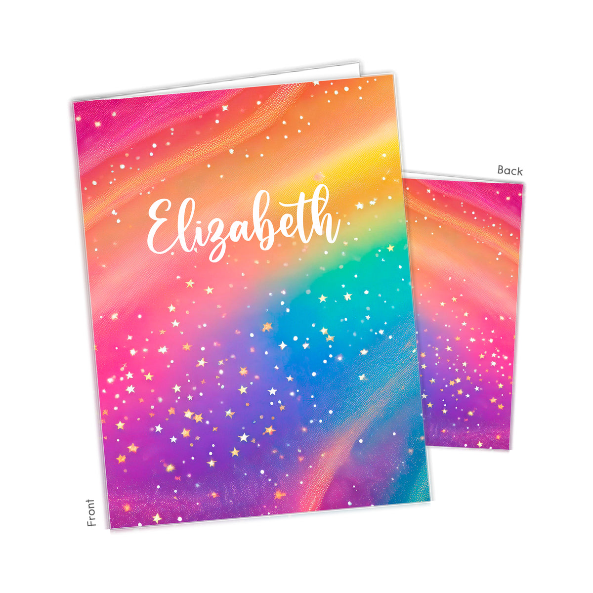 Rainbow Stars Personalized Custom 2-Pocket Folder • School Office Supplies