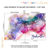 Rainbow Marble Personalized Notebook or Sketchbook
