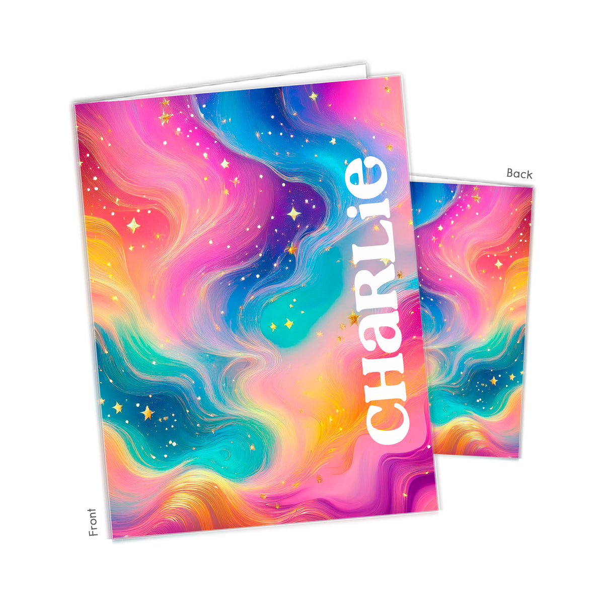 Rainbow Stars Personalized Custom 2-Pocket Folder • School Office Supplies