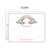 Rainbow Thank You Note Card Stationery • Fill in Blank, Lined or Blank Cards