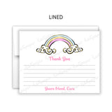 Rainbow Thank You Note Card Stationery • Fill in Blank, Lined or Blank Cards