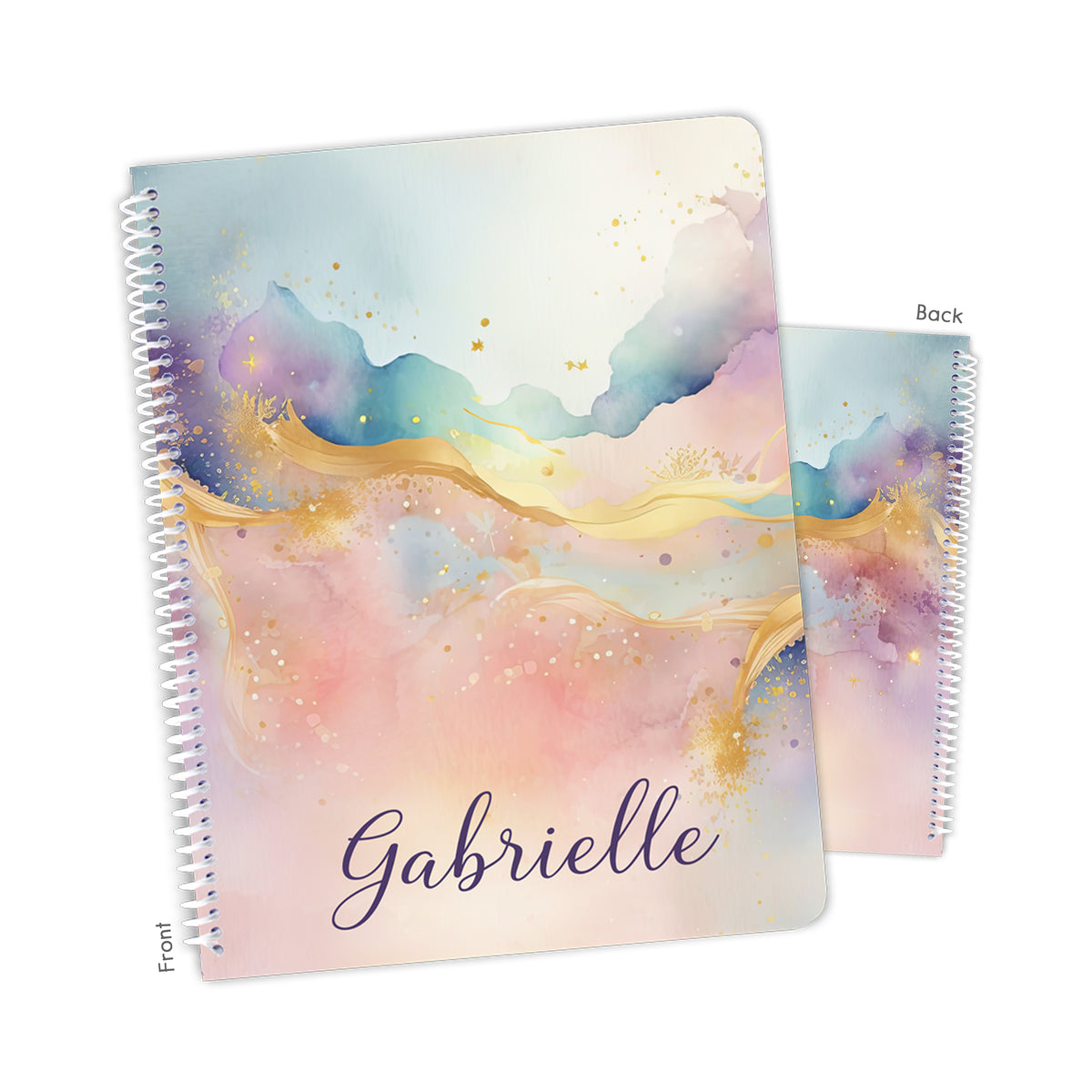Rainbow Marble Personalized Custom Notebook or Sketchbook • School Office Supplies