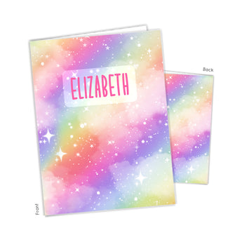 Rainbow Sky Stars Personalized 2-Pocket Folder