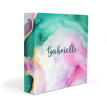 Rainbow Ink Marble Personalized 2" 3 Ring Binder