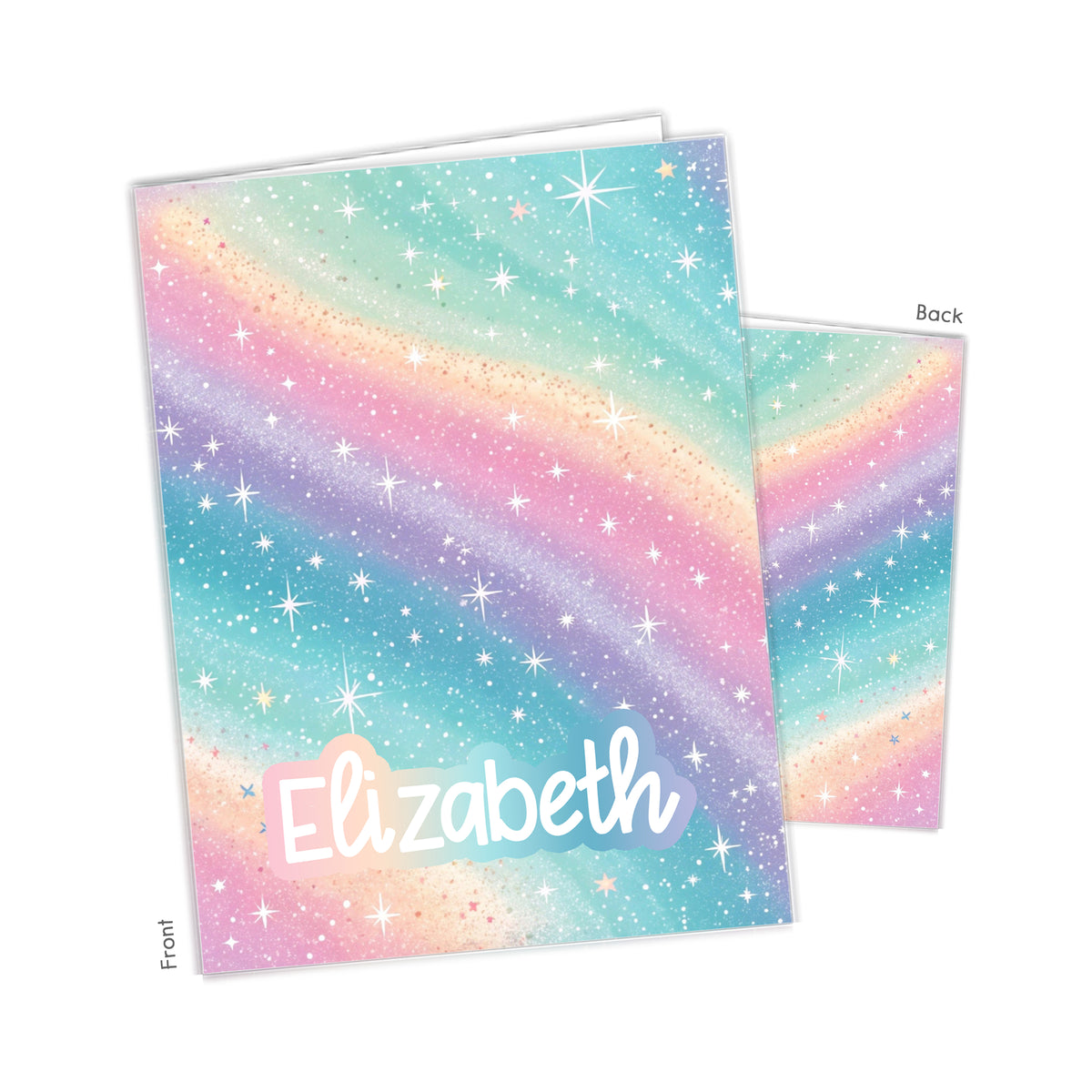 Rainbow Stars Personalized Custom 2-Pocket Folder • School Office Supplies