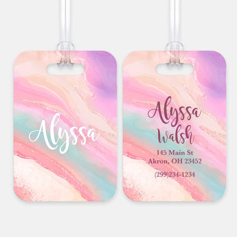 Rainbow Marble Luggage Bag Tag