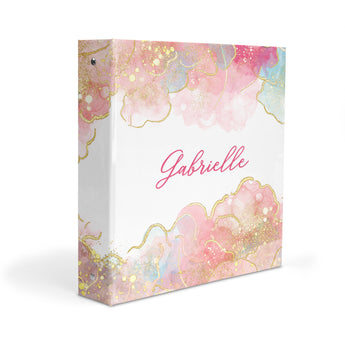 Rainbow Ink Marble Personalized 2" 3 Ring Binder