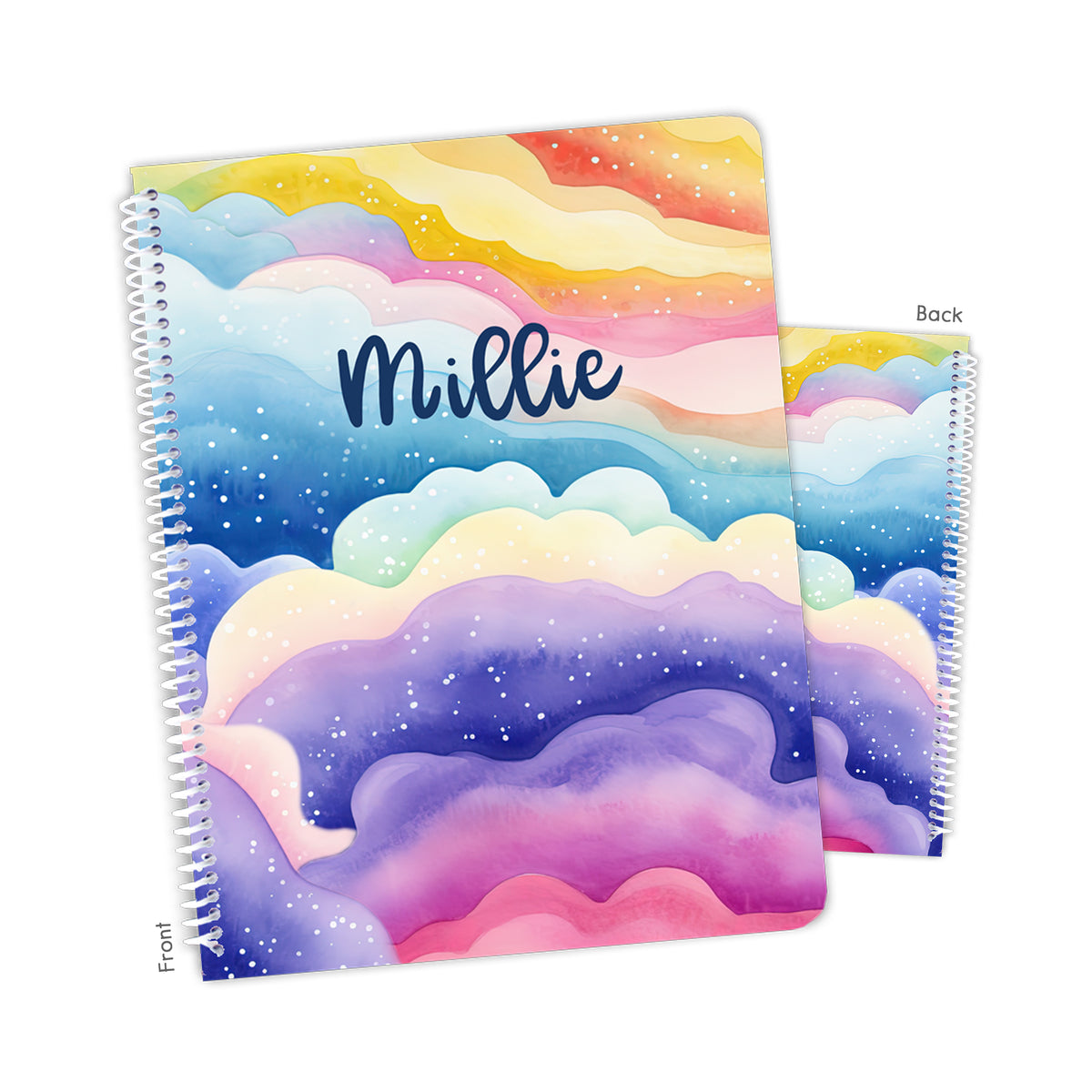 Rainbow Personalized Custom Notebook or Sketchbook • School Office Supplies