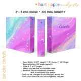 Rainbow Ink Marble Personalized 2" 3 Ring Binder