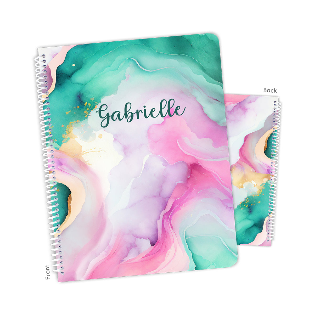 Rainbow Marble Personalized Custom Notebook or Sketchbook • School Office Supplies