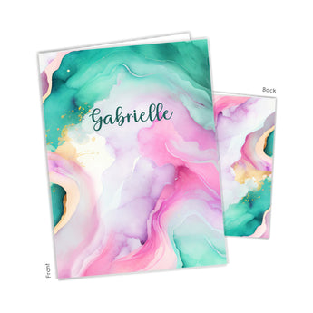 Rainbow Marble Personalized 2-Pocket Folder