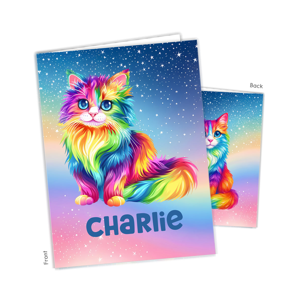 Cat Kitten Rainbow Personalized Custom 2-Pocket Folder • School Office Supplies