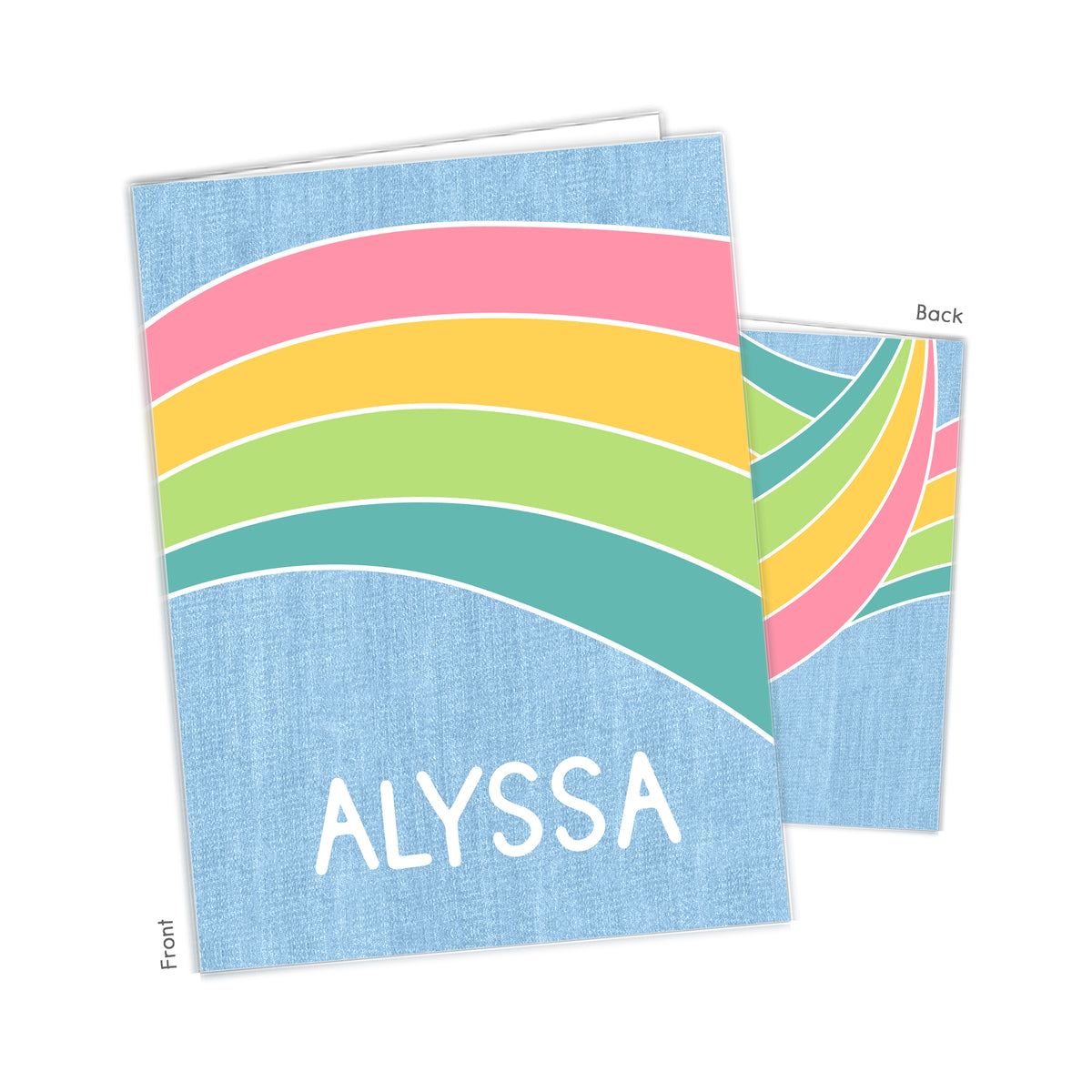 Retro Rainbow Personalized Custom 2-Pocket Folder • School Office Supplies