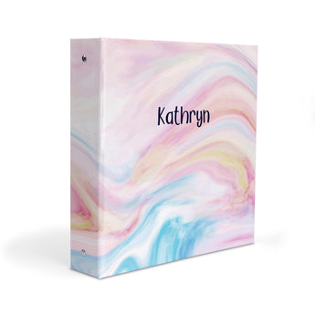 Rainbow Ink Marble Personalized 2" 3 Ring Binder