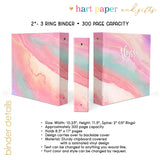 Rainbow Ink Marble Personalized 2" 3 Ring Binder