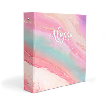 Rainbow Ink Marble Personalized 2" 3 Ring Binder