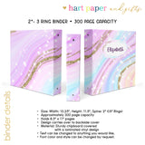 Rainbow Ink Marble Personalized 2" 3 Ring Binder
