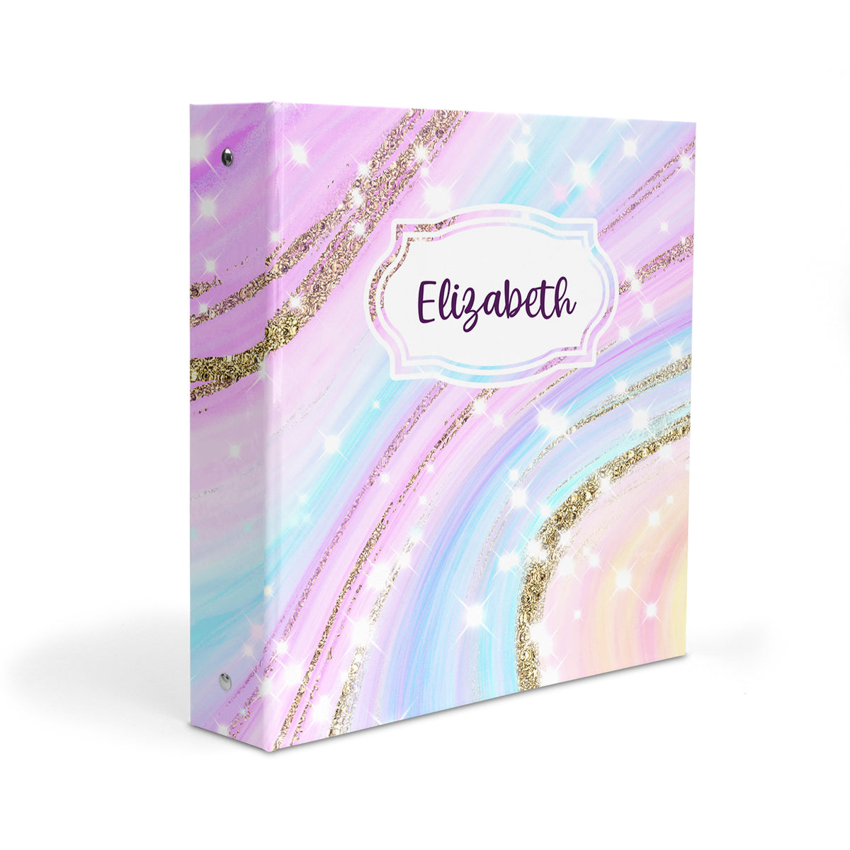 Rainbow Ink Marble Personalized Custom 2" 3 Ring Binder • School Office Supplies