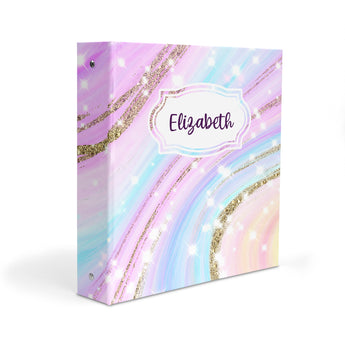 Rainbow Ink Marble Personalized 2" 3 Ring Binder