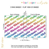 Rainbow Repeat Name Personalized 2" 3 Ring Binder