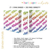 Rainbow Repeat Name Personalized 2" 3 Ring Binder