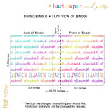 Rainbow Repeat Name Personalized 2" 3 Ring Binder