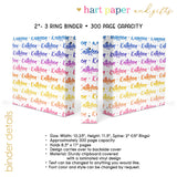 Rainbow Repeat Name Personalized 2" 3 Ring Binder