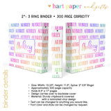Rainbow Repeat Name Personalized 2" 3 Ring Binder