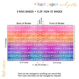 Rainbow Repeat Name Personalized 2" 3 Ring Binder