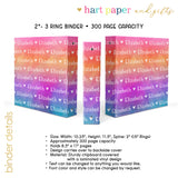 Rainbow Repeat Name Personalized 2" 3 Ring Binder