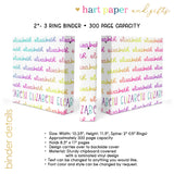 Rainbow Repeat Name Personalized 2" 3 Ring Binder