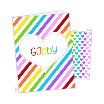 Rainbow Stripes & Hearts Personalized 2-Pocket Folder