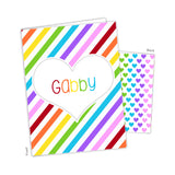 Rainbow Stripes & Hearts Personalized 2-Pocket Folder